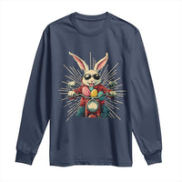 Biker Bunny Long Sleeve Shirt Retro Easter Day Rabbit Ride Motorcycles Motorbike - Wonder Print Shop