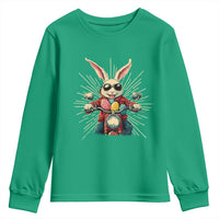 Biker Bunny Youth Sweatshirt Retro Easter Day Rabbit Ride Motorcycles Motorbike - Wonder Print Shop
