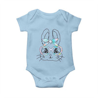 Girls Easter Bunny Baby Onesie Rabbit Face Tie Dye Glasses Happy Easter Day - Wonder Print Shop