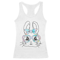 Girls Easter Bunny Racerback Tank Top Rabbit Face Tie Dye Glasses Happy Easter Day - Wonder Print Shop