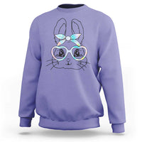 Girls Easter Bunny Sweatshirt Rabbit Face Tie Dye Glasses Happy Easter Day - Wonder Print Shop