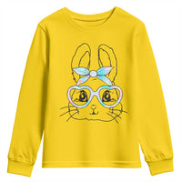 Girls Easter Bunny Youth Sweatshirt Rabbit Face Tie Dye Glasses Happy Easter Day - Wonder Print Shop