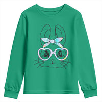 Girls Easter Bunny Youth Sweatshirt Rabbit Face Tie Dye Glasses Happy Easter Day - Wonder Print Shop