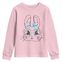 Girls Easter Bunny Youth Sweatshirt Rabbit Face Tie Dye Glasses Happy Easter Day - Wonder Print Shop