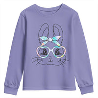 Girls Easter Bunny Youth Sweatshirt Rabbit Face Tie Dye Glasses Happy Easter Day - Wonder Print Shop