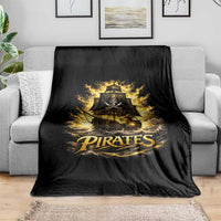 Pirate Lovers Throw Blanket Vintage Golden Pirate Ship Skull Graphic