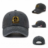 Pirate Lovers Washed Cotton Baseball Cap Vintage Golden Pirate Ship Skull Graphic