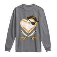 Baseball Pirate Long Sleeve Shirt Baseball Heart With Skull