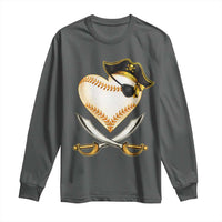 Baseball Pirate Long Sleeve Shirt Baseball Heart With Skull
