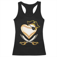 Baseball Pirate Racerback Tank Top Baseball Heart With Skull