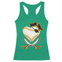 Baseball Pirate Racerback Tank Top Baseball Heart With Skull