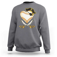 Baseball Pirate Sweatshirt Baseball Heart With Skull