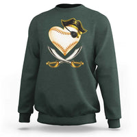 Baseball Pirate Sweatshirt Baseball Heart With Skull