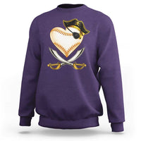 Baseball Pirate Sweatshirt Baseball Heart With Skull