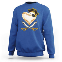 Baseball Pirate Sweatshirt Baseball Heart With Skull