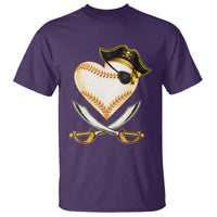 Baseball Pirate T Shirt Baseball Heart With Skull