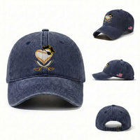 Baseball Pirate Washed Cotton Baseball Cap Baseball Heart With Skull