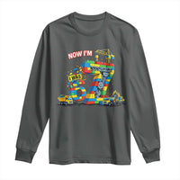 Funny 7th Birthday Building Bricks Long Sleeve Shirt I Was 6 Now Im 7 Kids 67 Birthday Building Six Seven Boy