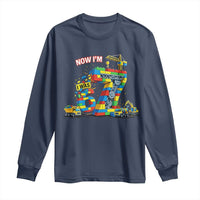 Funny 7th Birthday Building Bricks Long Sleeve Shirt I Was 6 Now Im 7 Kids 67 Birthday Building Six Seven Boy