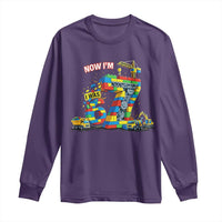 Funny 7th Birthday Building Bricks Long Sleeve Shirt I Was 6 Now Im 7 Kids 67 Birthday Building Six Seven Boy