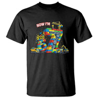 Funny 7th Birthday Building Bricks T Shirt I Was 6 Now Im 7 Kids 67 Birthday Building Six Seven Boy