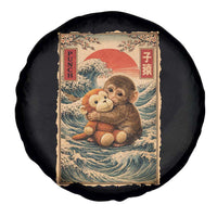 Kawaii Baby Monkey Punch Spare Tire Cover Vintage Japanese Graphic Cute Macaque Ukiyo-e