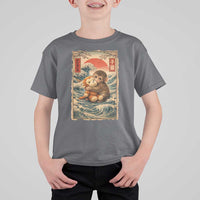 Kawaii Baby Monkey Punch T Shirt For Kid Vintage Japanese Graphic Cute Macaque Ukiyo-e