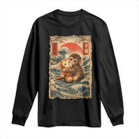 Kawaii Baby Monkey Punch Long Sleeve Shirt Vintage Japanese Graphic Cute Macaque Ukiyo-e