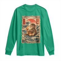 Kawaii Baby Monkey Punch Long Sleeve Shirt Vintage Japanese Graphic Cute Macaque Ukiyo-e