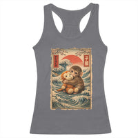 Kawaii Baby Monkey Punch Racerback Tank Top Vintage Japanese Graphic Cute Macaque Ukiyo-e