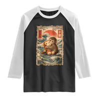 Kawaii Baby Monkey Punch Raglan Shirt Vintage Japanese Graphic Cute Macaque Ukiyo-e