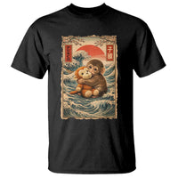 Kawaii Baby Monkey Punch T Shirt Vintage Japanese Graphic Cute Macaque Ukiyo-e