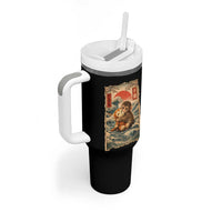 Kawaii Baby Monkey Punch Tumbler With Handle Vintage Japanese Graphic Cute Macaque Ukiyo-e