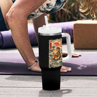 Kawaii Baby Monkey Punch Tumbler With Handle Vintage Japanese Graphic Cute Macaque Ukiyo-e