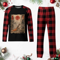 Vintage Japanese Baby Monkey Punch Plaid Pajama Set Kawaii Macaque Ukiyo-e Art Funny