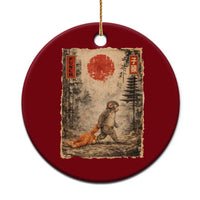 Vintage Japanese Baby Monkey Punch Ceramic Ornament Kawaii Macaque Ukiyo-e Art Funny