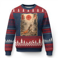 Vintage Japanese Baby Monkey Punch Ugly Christmas Sweater Kawaii Macaque Ukiyo-e Art Funny