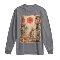 Vintage Japanese Baby Monkey Punch Long Sleeve Shirt Kawaii Macaque Ukiyo-e Art Funny
