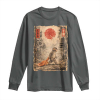Vintage Japanese Baby Monkey Punch Long Sleeve Shirt Kawaii Macaque Ukiyo-e Art Funny