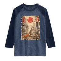 Vintage Japanese Baby Monkey Punch Raglan Shirt Kawaii Macaque Ukiyo-e Art Funny