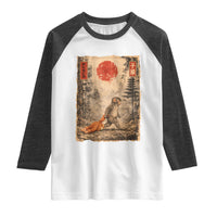 Vintage Japanese Baby Monkey Punch Raglan Shirt Kawaii Macaque Ukiyo-e Art Funny