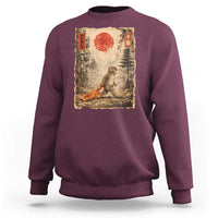 Vintage Japanese Baby Monkey Punch Sweatshirt Kawaii Macaque Ukiyo-e Art Funny