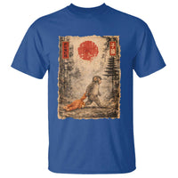Vintage Japanese Baby Monkey Punch T Shirt Kawaii Macaque Ukiyo-e Art Funny