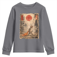 Vintage Japanese Baby Monkey Punch Youth Sweatshirt Kawaii Macaque Ukiyo-e Art Funny