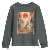 Vintage Japanese Baby Monkey Punch Youth Sweatshirt Kawaii Macaque Ukiyo-e Art Funny