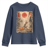 Vintage Japanese Baby Monkey Punch Youth Sweatshirt Kawaii Macaque Ukiyo-e Art Funny
