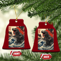 Japanese Dinosaur Ceramic Ornament Vintage Great Wave Monster Epic Giant Monster Ukiyo-e Style