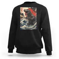 Japanese Dinosaur Sweatshirt Vintage Great Wave Monster Epic Giant Monster Ukiyo-e Style