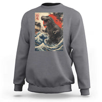 Japanese Dinosaur Sweatshirt Vintage Great Wave Monster Epic Giant Monster Ukiyo-e Style