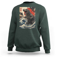Japanese Dinosaur Sweatshirt Vintage Great Wave Monster Epic Giant Monster Ukiyo-e Style